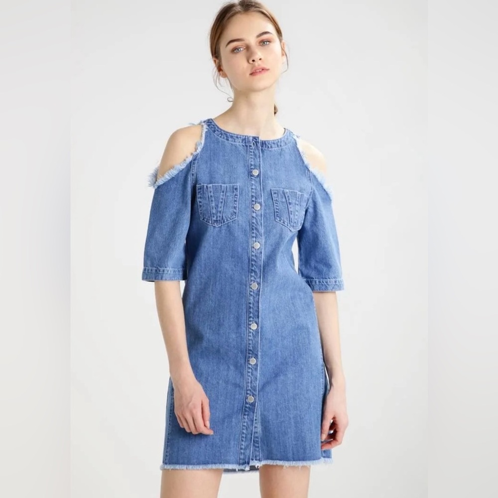 MAJE Raki Denim Cold Shoulder Dress